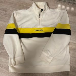 Calvin Klein Men’s Quarter Zip White Fleece Sweater Size L